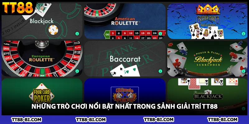 Những trò chơi nổi bật nhất trong sảnh giải trí TT88